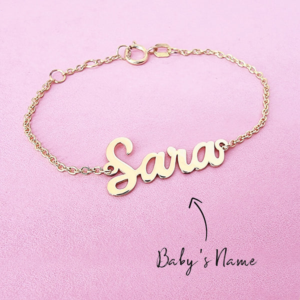 18K Gold Baby Name Bracelet - Pegor Jewelry