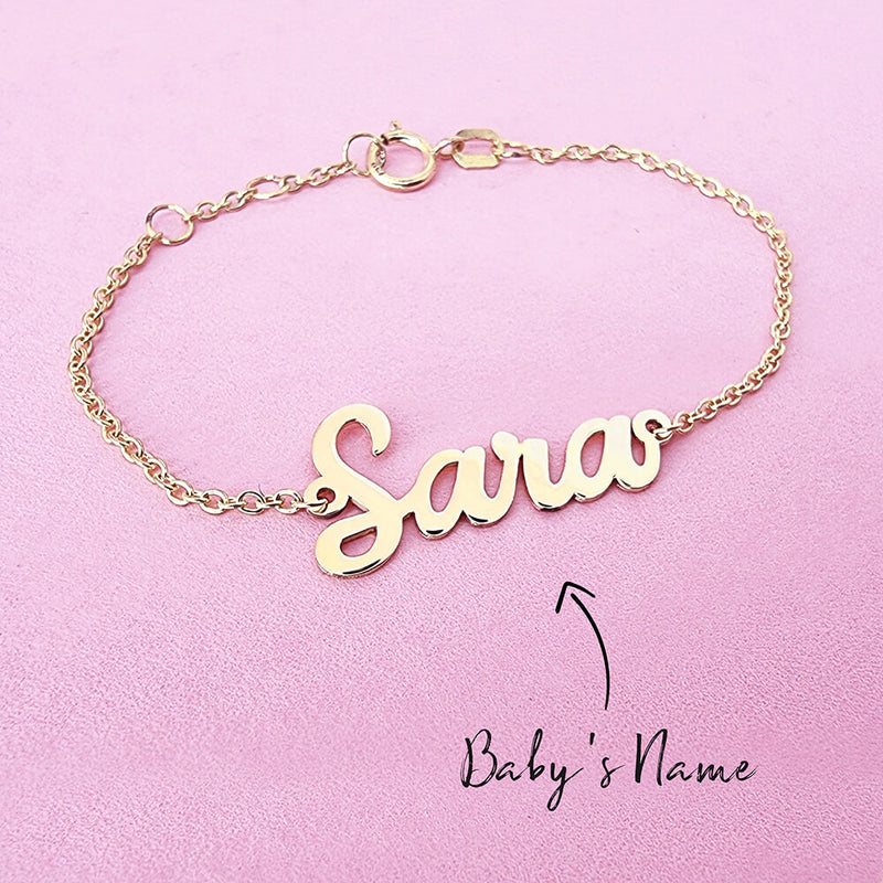 18K Gold Baby Name Bracelet - Pegor Jewelry