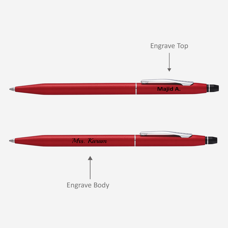 Cross Click Ballpoint Pen Pen Crimson Red / Engraved - Pegor Jewelry