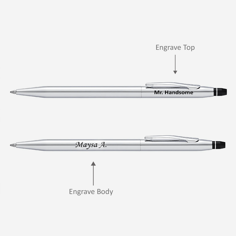 Cross Click Ballpoint Pen Pen Chrome / Engraved - Pegor Jewelry