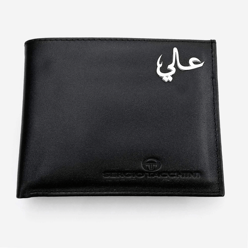Sergio Tacchini Black Wallet Wallets Silver Name - Pegor Jewelry