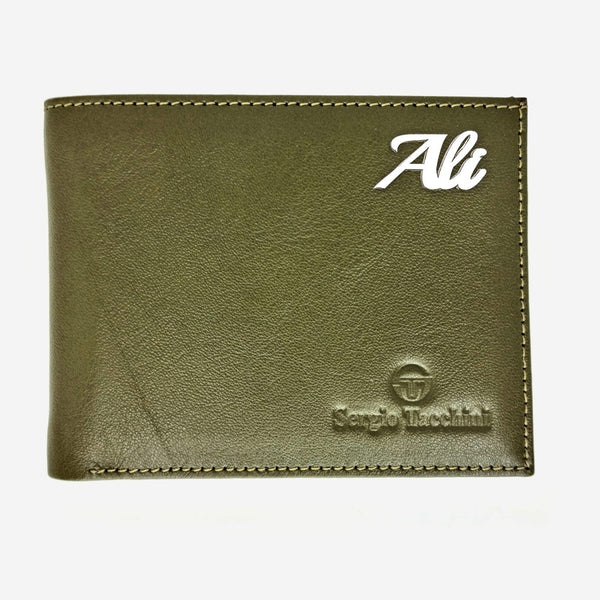 Sergio Tacchini Olive Green Wallet Wallets Silver Name - Pegor Jewelry