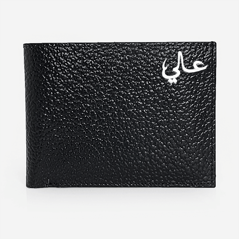Slim Cut Leather Wallet Wallets Patterned Black / Silver Name - Pegor Jewelry