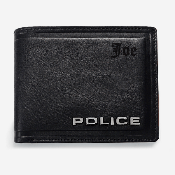 Police Metal Bi-Fold Wallet Wallets Engraved - Pegor Jewelry