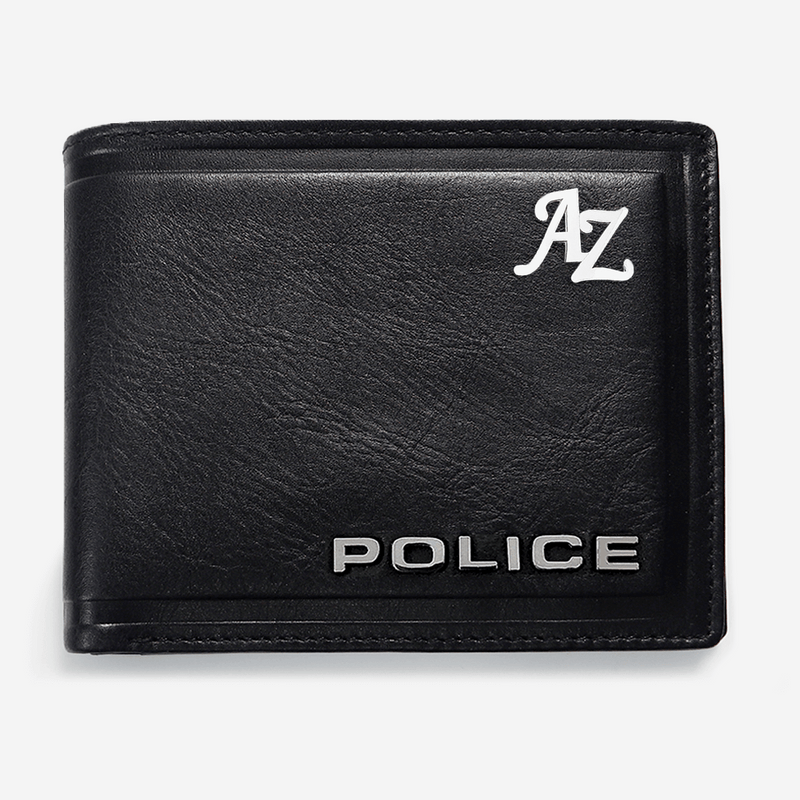 Police Metal Bi-Fold Wallet Wallets Silver Initials - Pegor Jewelry