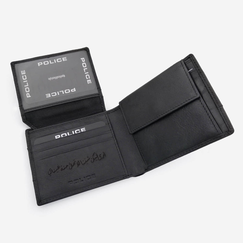Police Infiniti Bi-Fold Wallet Wallets Black / Engraved - Pegor Jewelry
