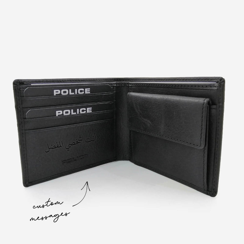Police X Wing Bi-Fold Wallet Wallets Engraved - Pegor Jewelry