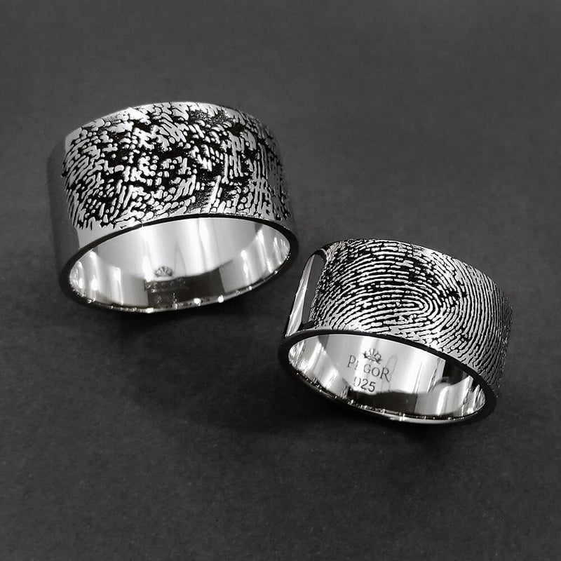 Custom Fingerprint Flat Ring Ring - Pegor Jewelry