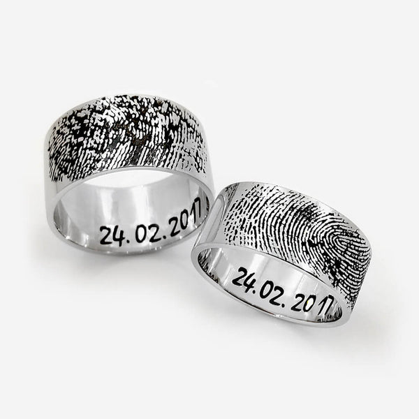 Custom Fingerprint Flat Ring Ring - Pegor Jewelry