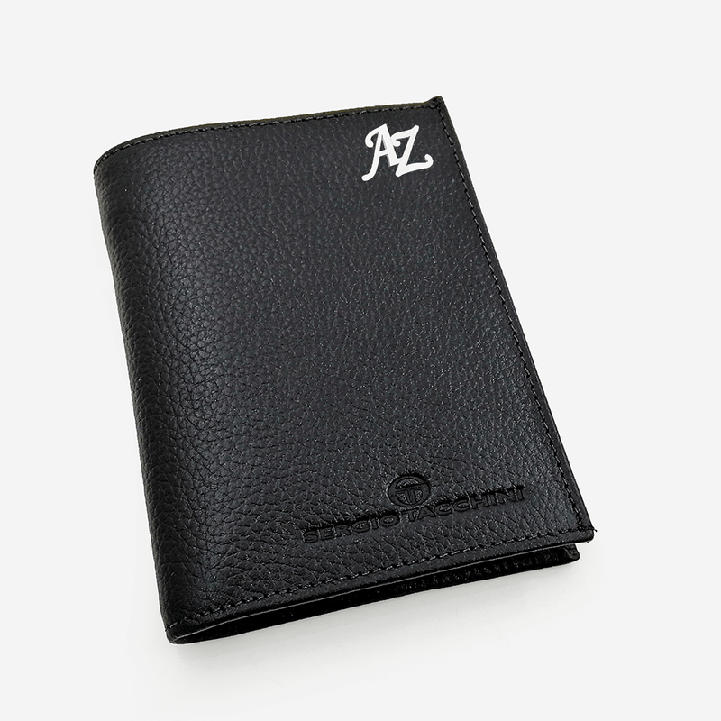 Sergio Tacchini Black Vertical Wallet Wallets Patterned Black / Silver Initials - Pegor Jewelry