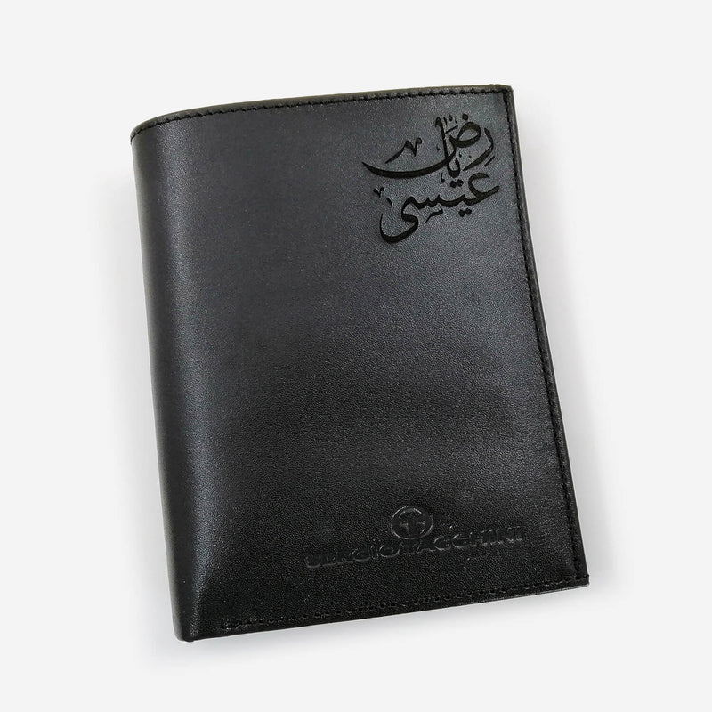 Sergio Tacchini Black Vertical Wallet Wallets Plain Black / Engraved - Pegor Jewelry