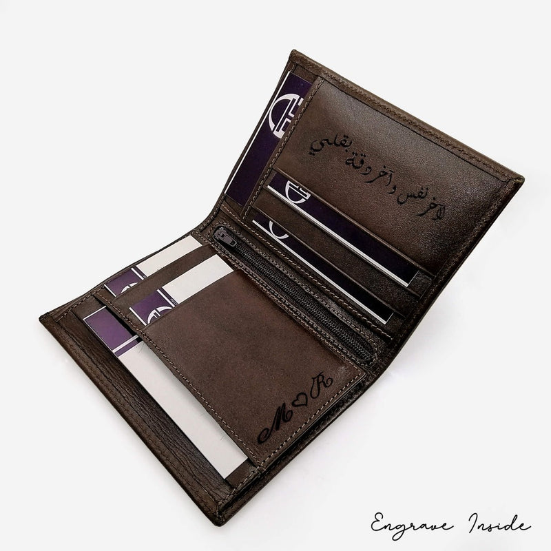 Sergio Tacchini Dark Brown Vertical Wallet Wallets Engraved - Pegor Jewelry