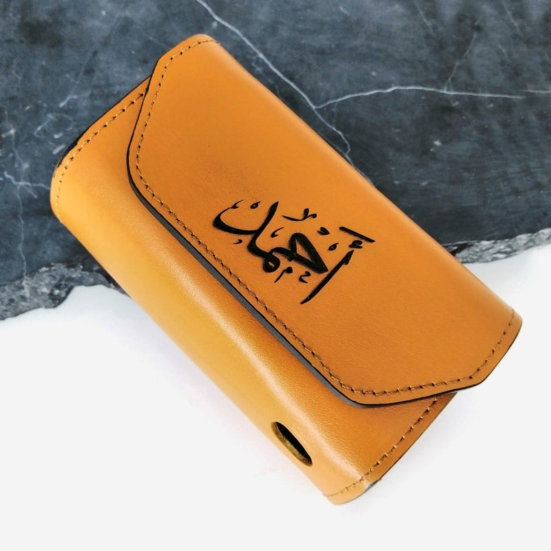 Tan Brown IQOS Leather Case IQOS case Engraved - Pegor Jewelry