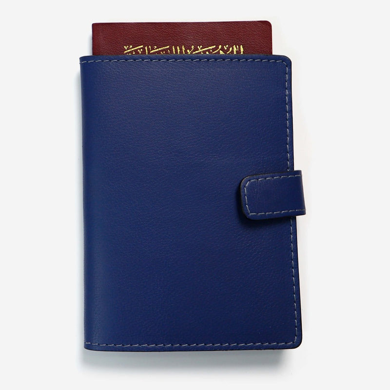 Navy Blue Leather Passport Holder Passport Holder Classic - Pegor Jewelry